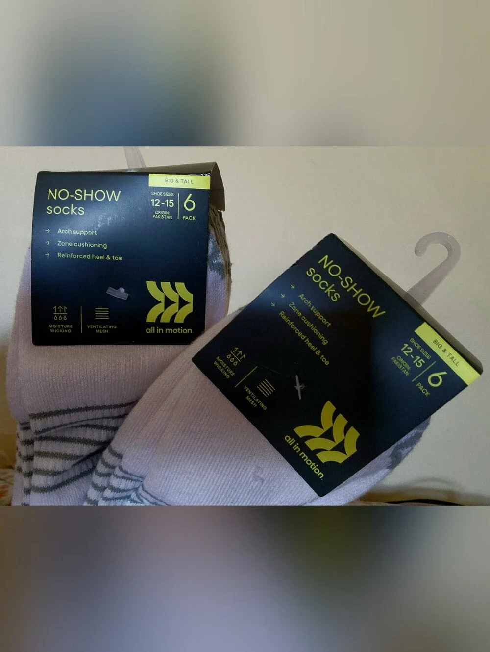2 - 6-Pack Men's Low-Cut Performance Socks - Extended Sizes 12-15